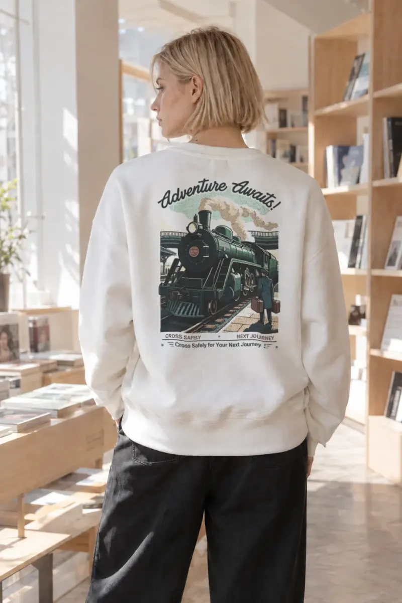 “Adventure Awaits” Heavy Blend Unisex Crewneck Sweatshirt | Gildan 18000