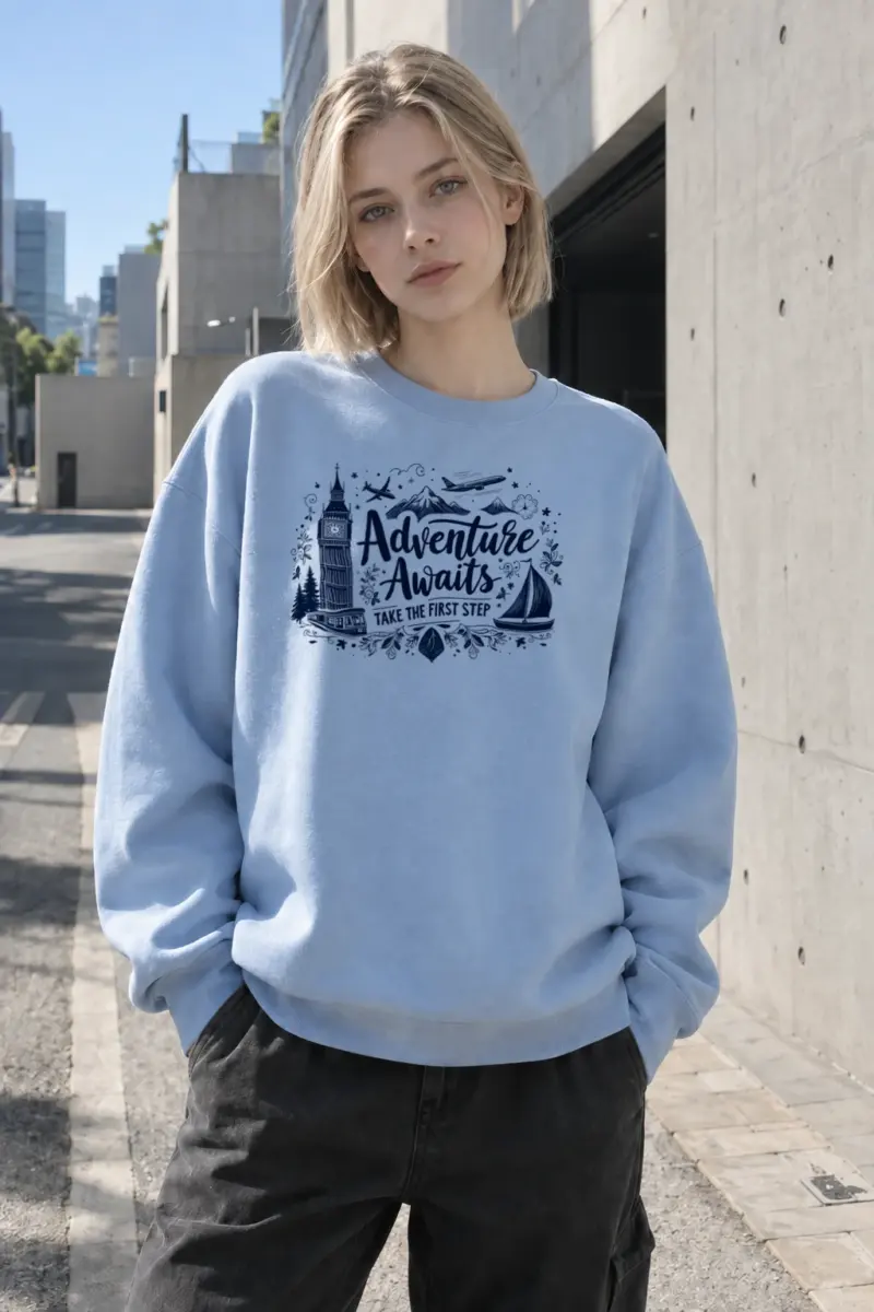 "Adventure Awaits" Heavy Blend Unisex Crewneck Sweatshirt | Gildan 18000