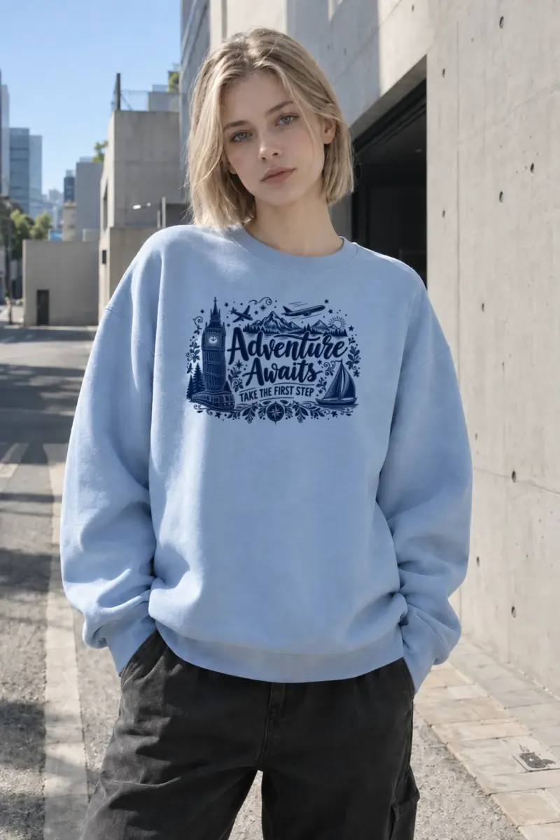 "Adventure Awaits" Heavy Blend Unisex Crewneck Sweatshirt | Gildan 18000