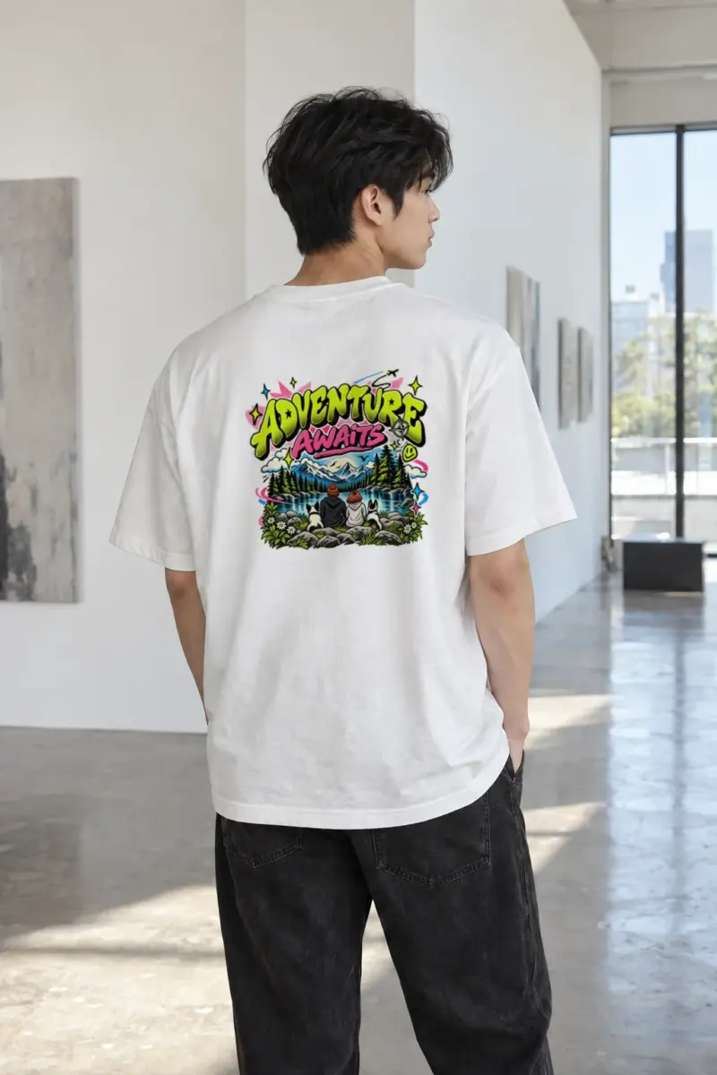 "Adventure Awaits" Heavyweight Unisex Crewneck T-shirt | Gildan 5000