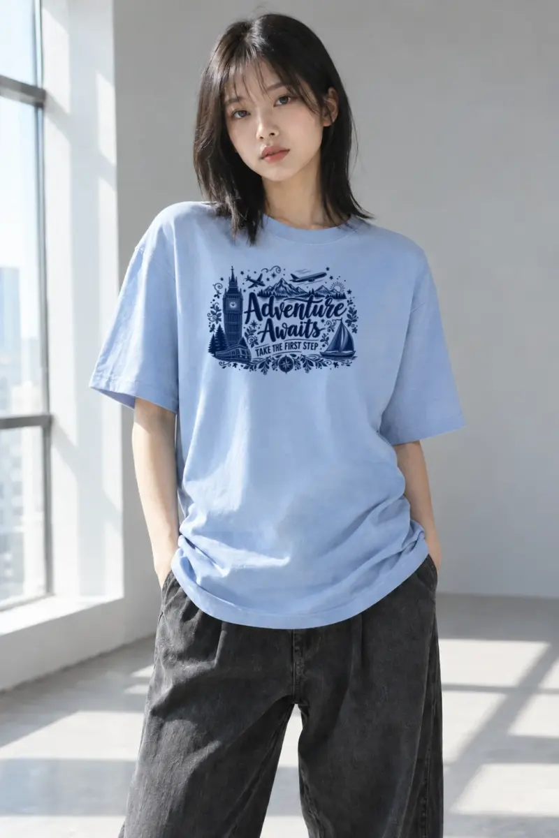 "Adventure Awaits" Heavyweight Unisex Crewneck T-shirt | Gildan 5000