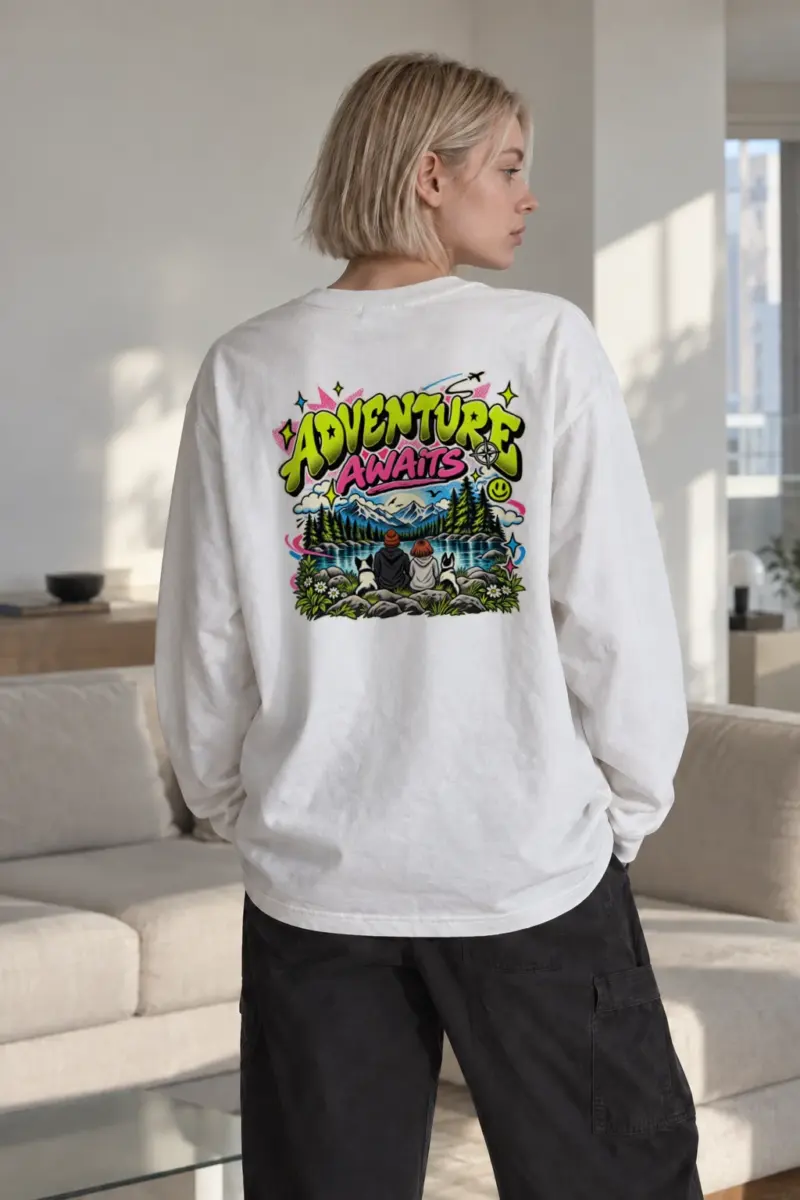"Adventure Awaits" Unisex Longsleeve T-shirt | Gildan 2400