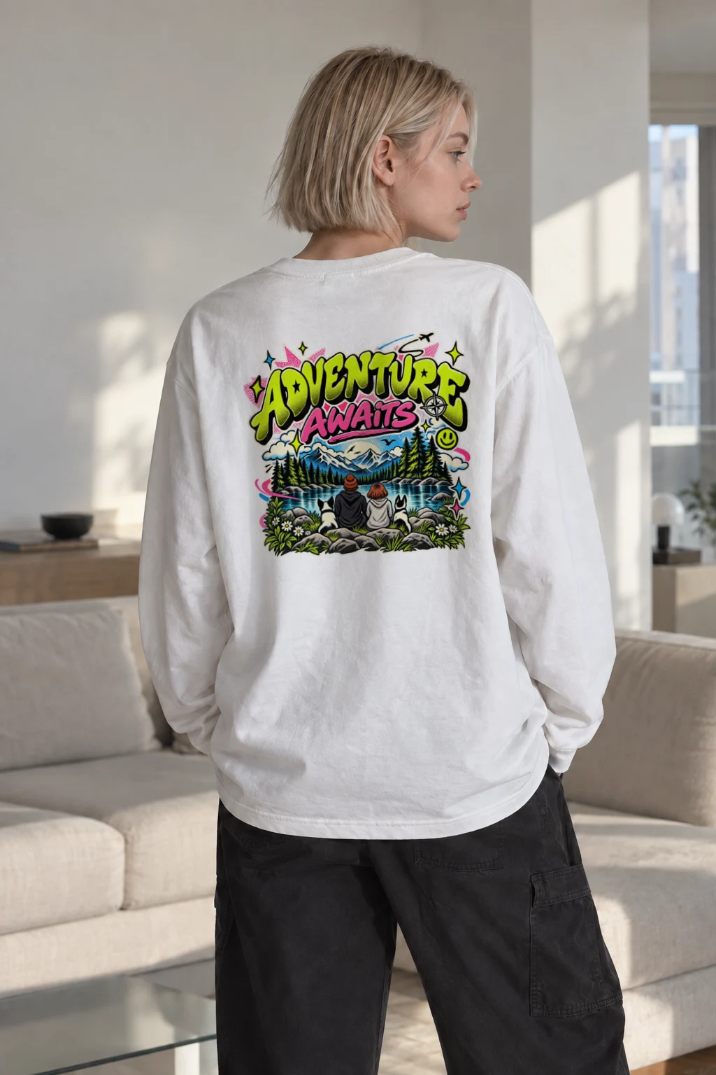 "Adventure Awaits" Unisex Longsleeve T-shirt | Gildan 2400