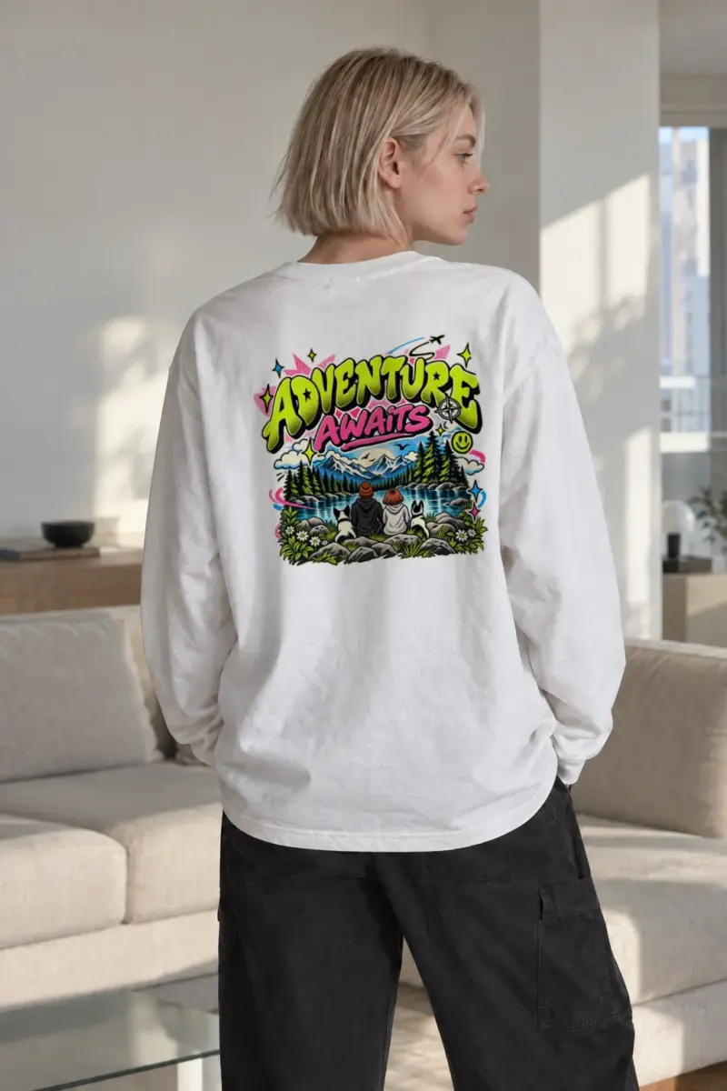 "Adventure Awaits" Unisex Longsleeve T-shirt | Gildan 2400