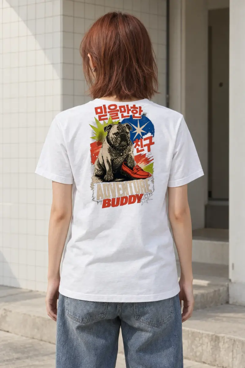 "Adventure Buddy Bulldog" Heavyweight Unisex Crewneck T-shirt