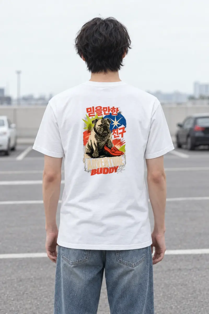 "Adventure Buddy Bulldog" Heavyweight Unisex Crewneck T-shirt