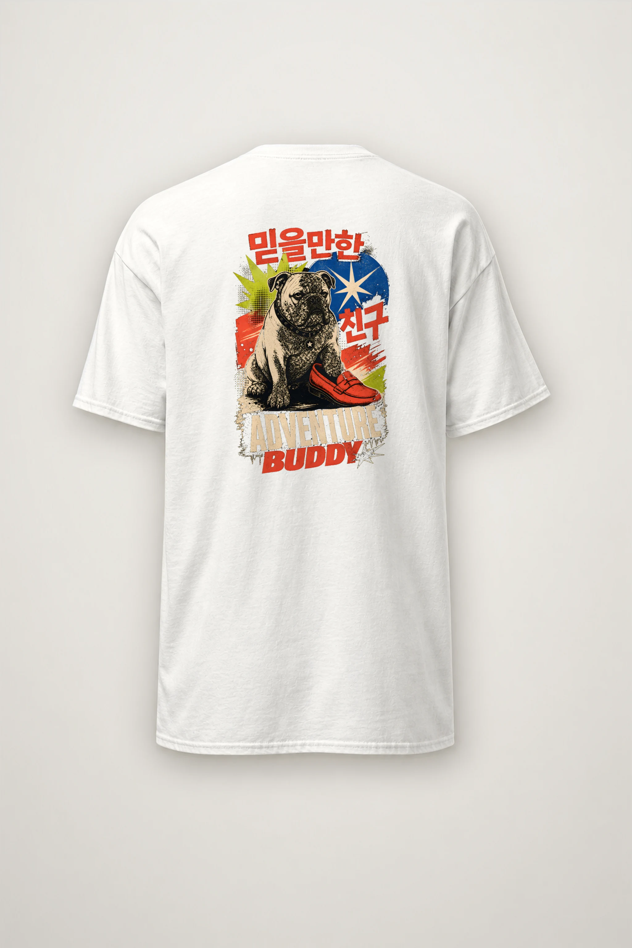 "Adventure Buddy Bulldog" Heavyweight Unisex Crewneck T-shirt