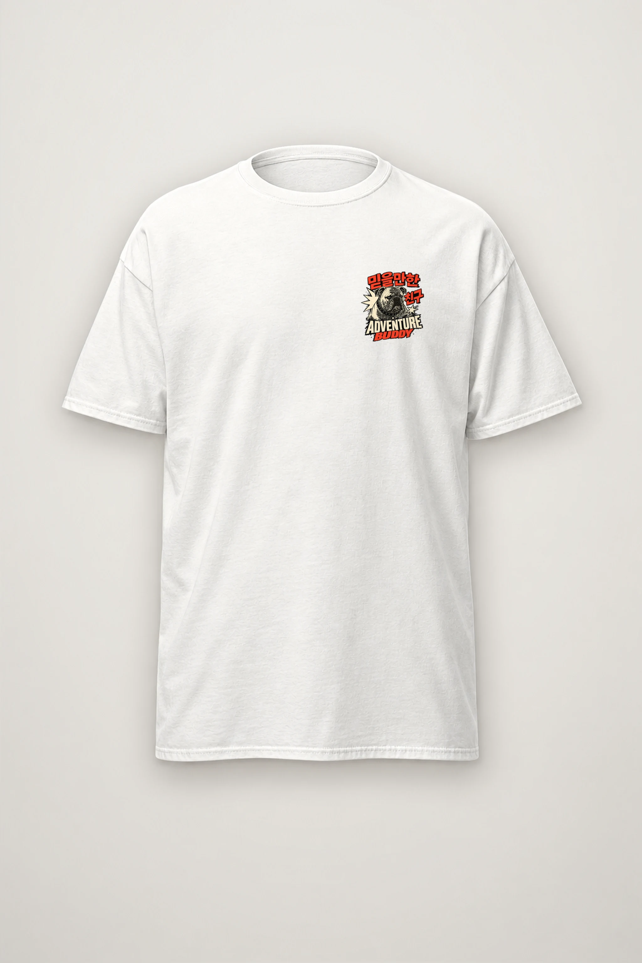"Adventure Buddy Bulldog" Heavyweight Unisex Crewneck T-shirt