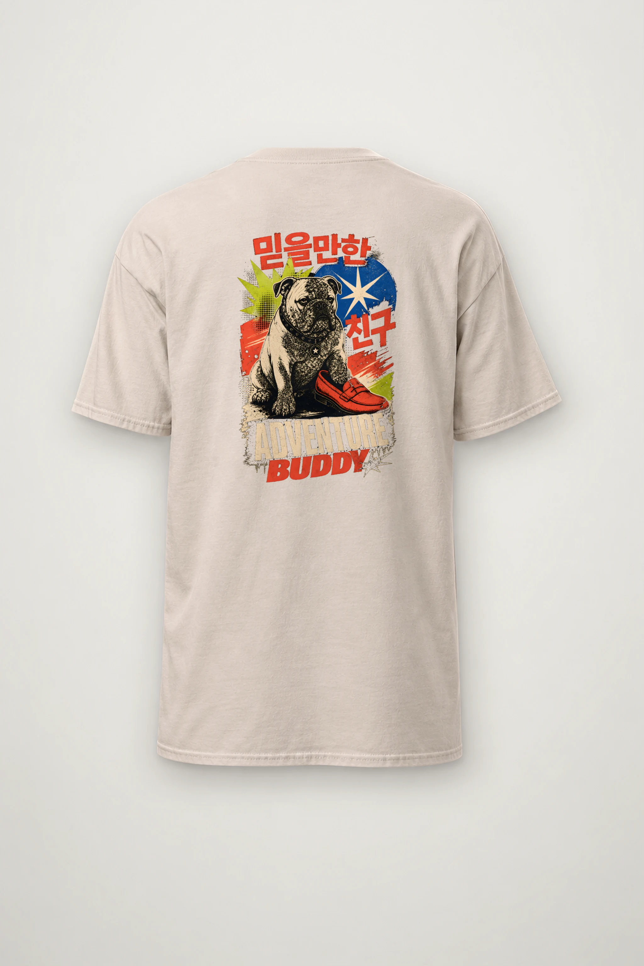 "Adventure Buddy Bulldog" Heavyweight Unisex Crewneck T-shirt