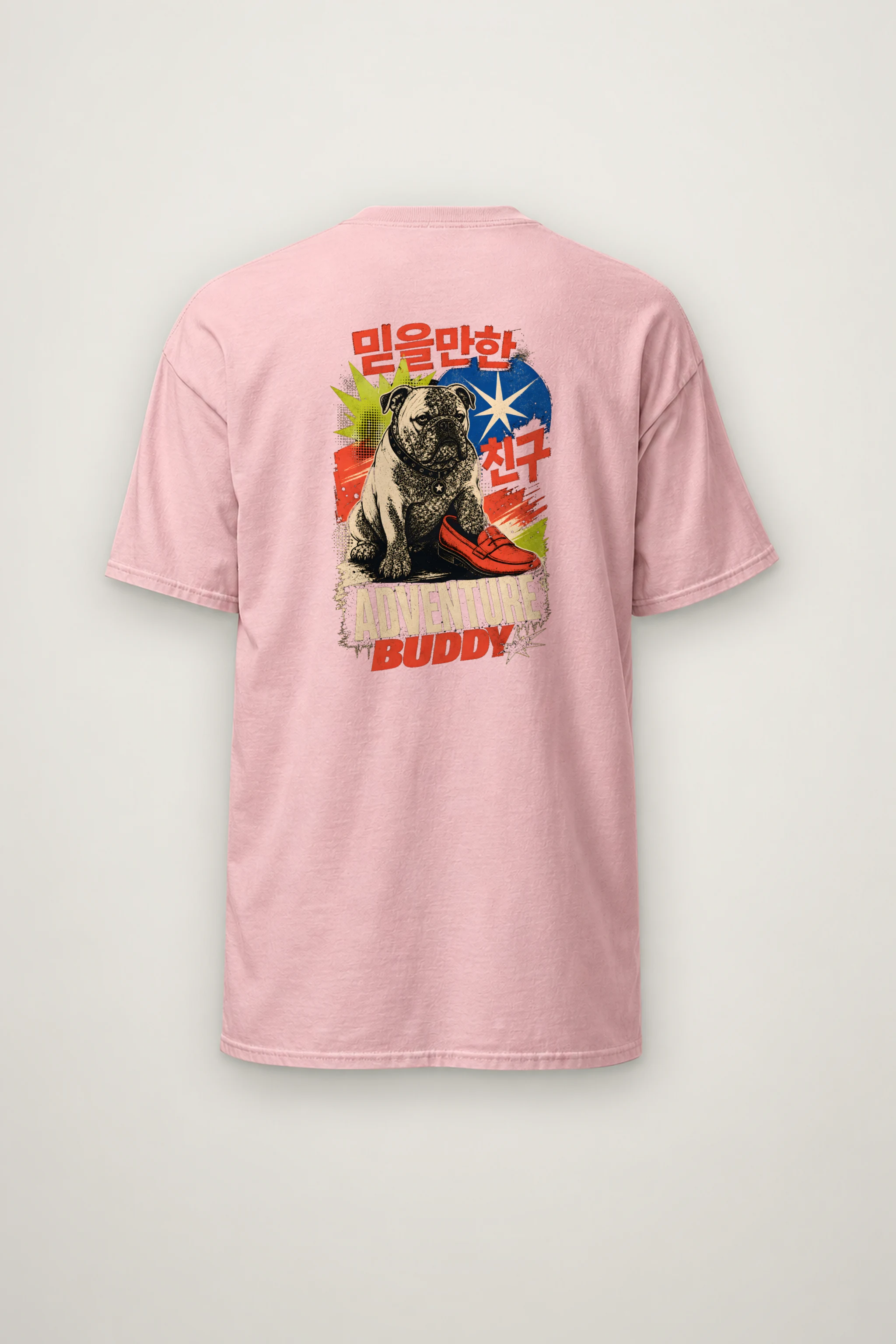 "Adventure Buddy Bulldog" Heavyweight Unisex Crewneck T-shirt