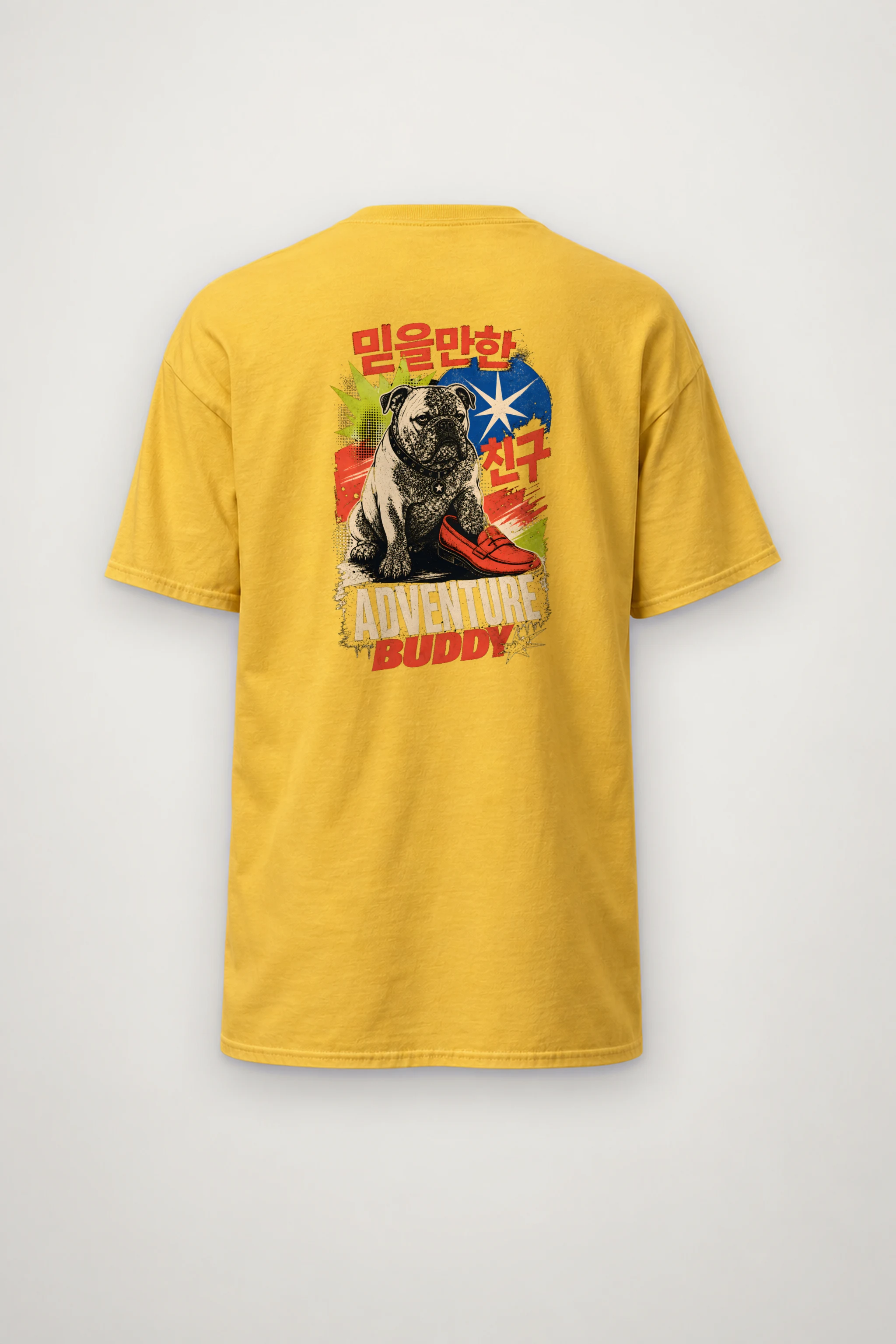 "Adventure Buddy Bulldog" Heavyweight Unisex Crewneck T-shirt