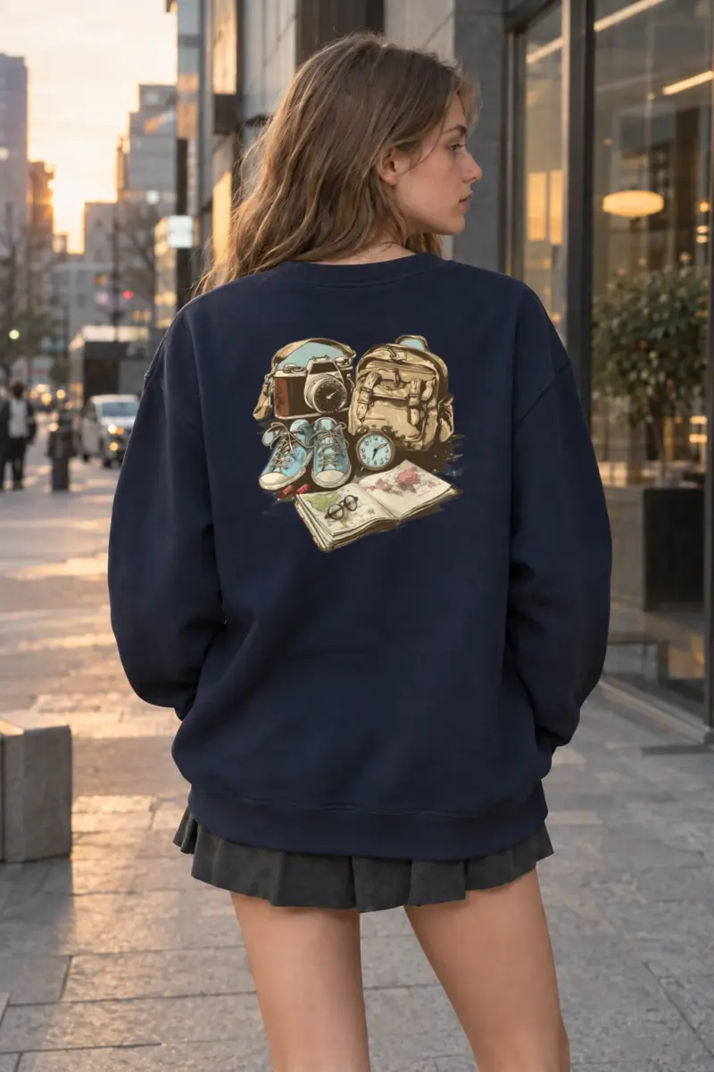 “Adventure Gear Map” Heavy Blend Unisex Crewneck Sweatshirt | Gildan 18000
