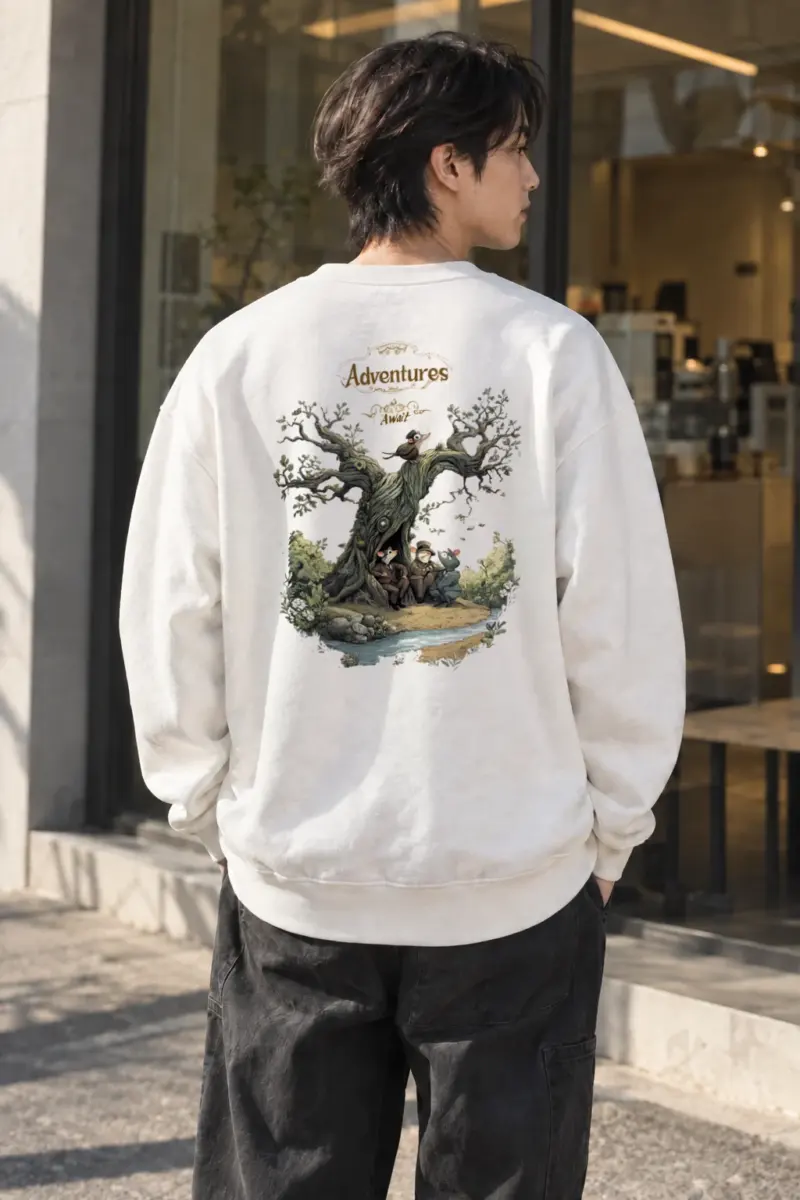 "Adventures Await" Heavy Blend Unisex Crewneck Sweatshirt | Gildan 18000