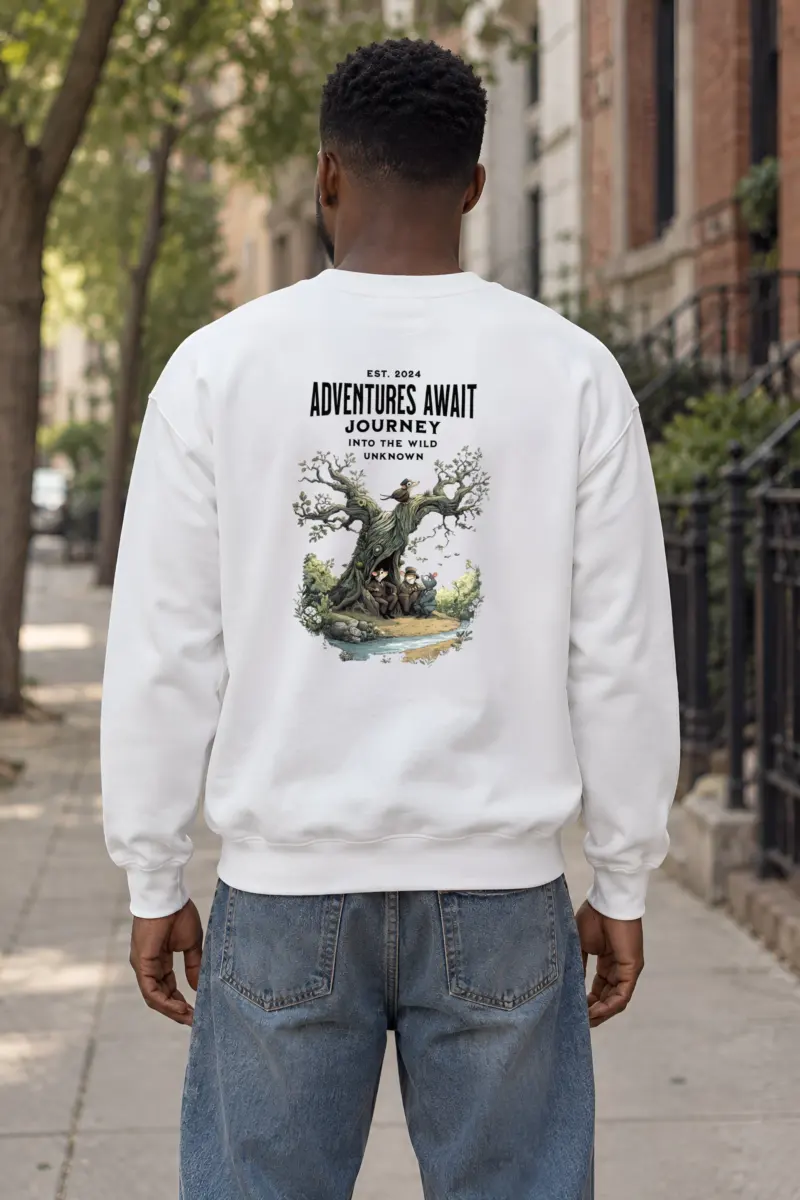 "Adventures Await" Heavy Blend Unisex Crewneck Sweatshirt