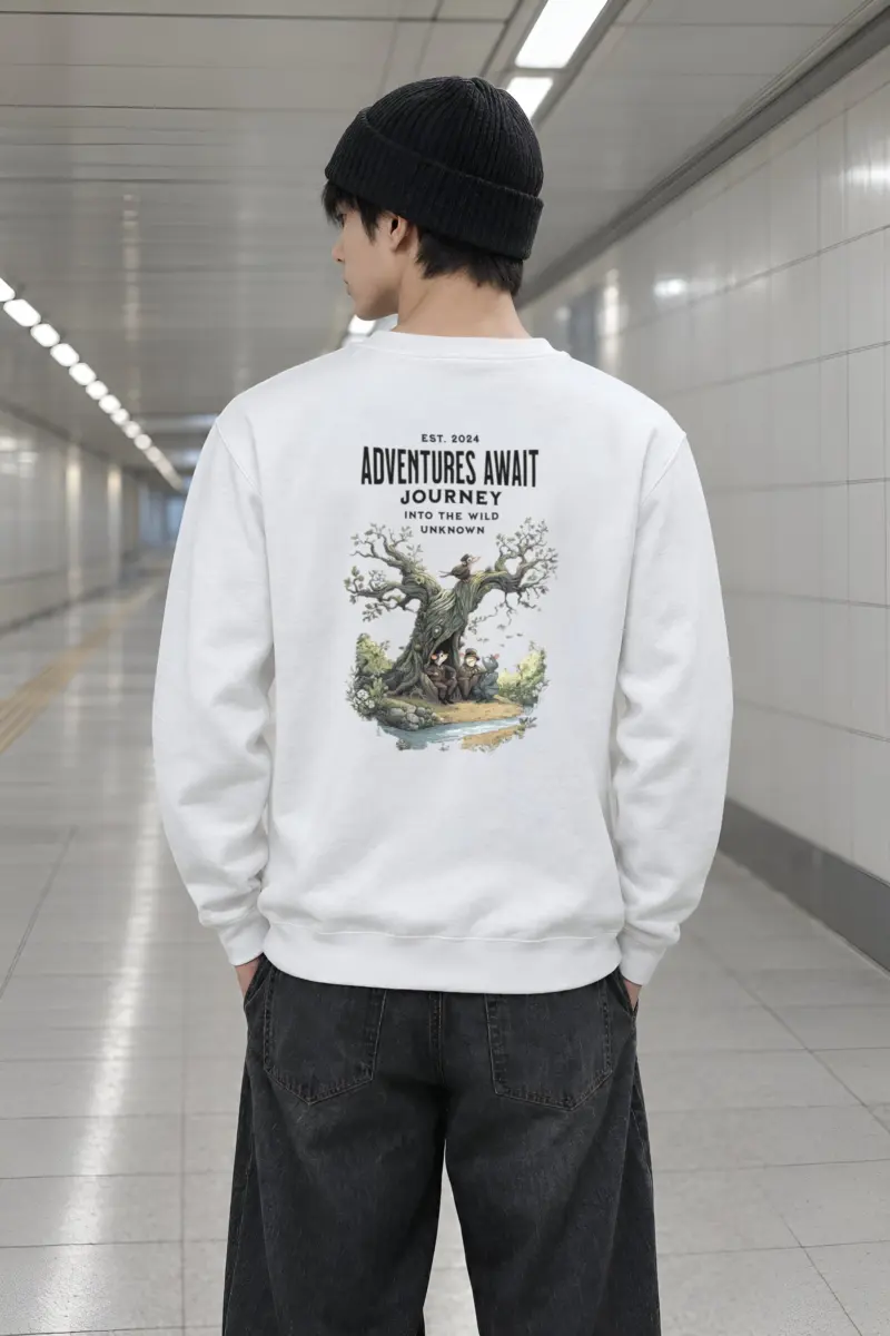 "Adventures Await" Heavy Blend Unisex Crewneck Sweatshirt