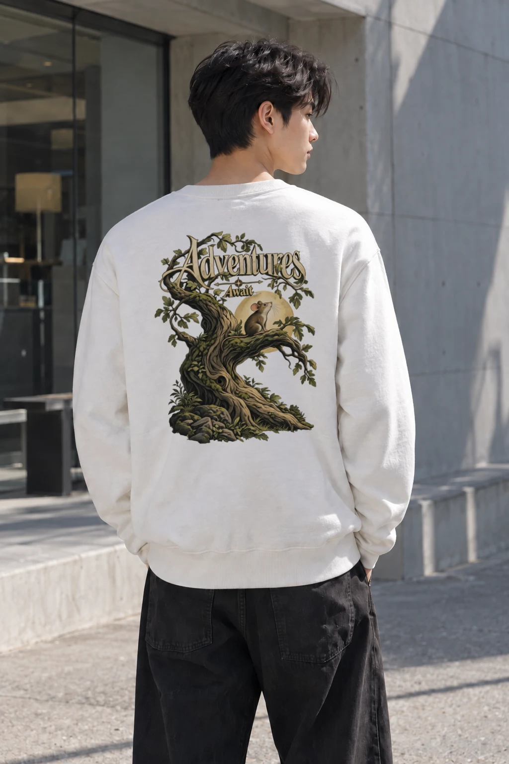 "Adventures Await" Heavy Blend Unisex Crewneck Sweatshirt | Gildan 18000