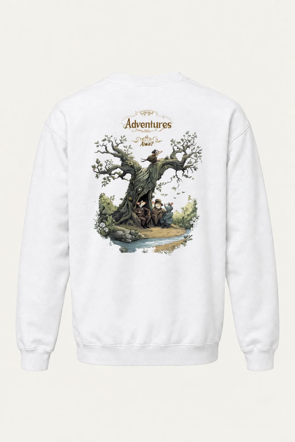 "Adventures Await" Heavy Blend Unisex Crewneck Sweatshirt | Gildan 18000