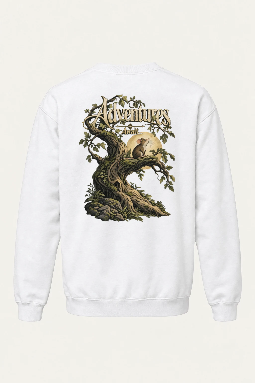 "Adventures Await" Heavy Blend Unisex Crewneck Sweatshirt | Gildan 18000
