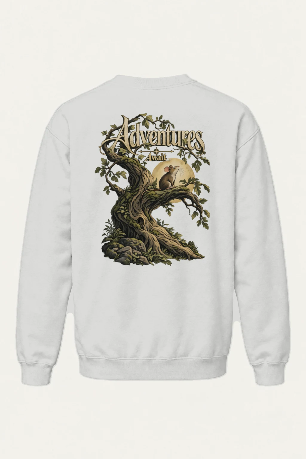 "Adventures Await" Heavy Blend Unisex Crewneck Sweatshirt | Gildan 18000