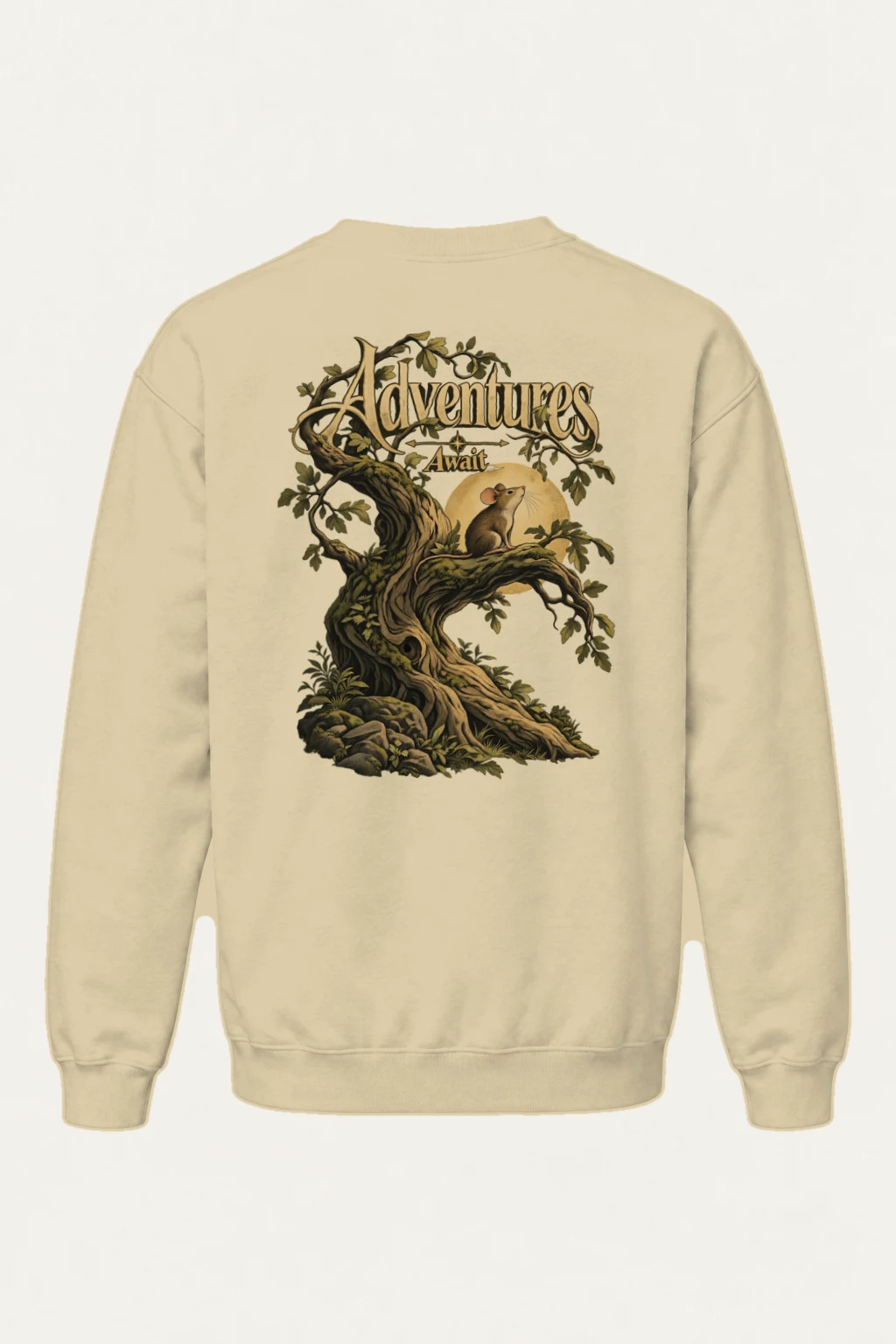 "Adventures Await" Heavy Blend Unisex Crewneck Sweatshirt | Gildan 18000
