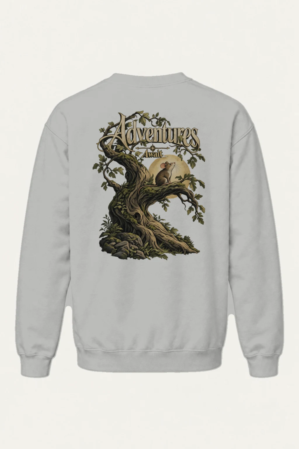"Adventures Await" Heavy Blend Unisex Crewneck Sweatshirt | Gildan 18000
