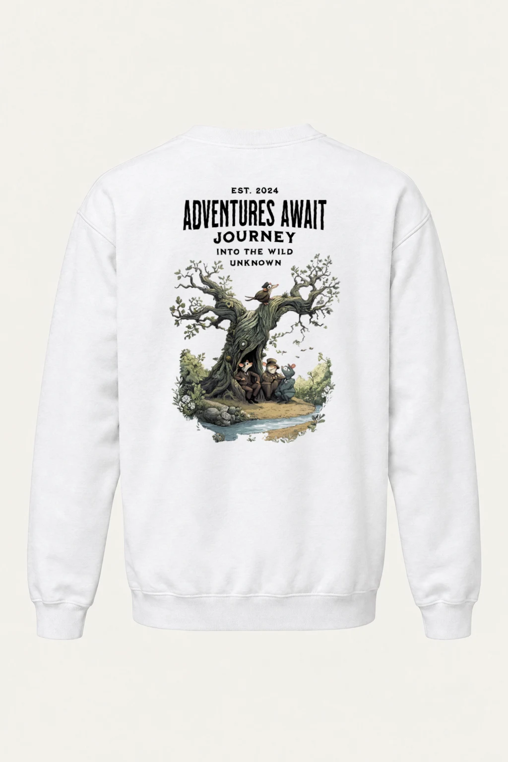 "Adventures Await" Heavy Blend Unisex Crewneck Sweatshirt | Gildan 18000
