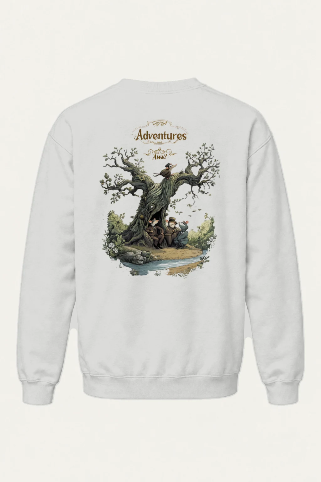 "Adventures Await" Heavy Blend Unisex Crewneck Sweatshirt | Gildan 18000