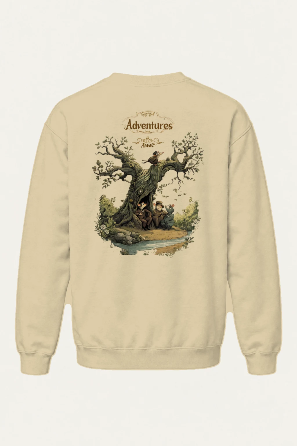 "Adventures Await" Heavy Blend Unisex Crewneck Sweatshirt | Gildan 18000