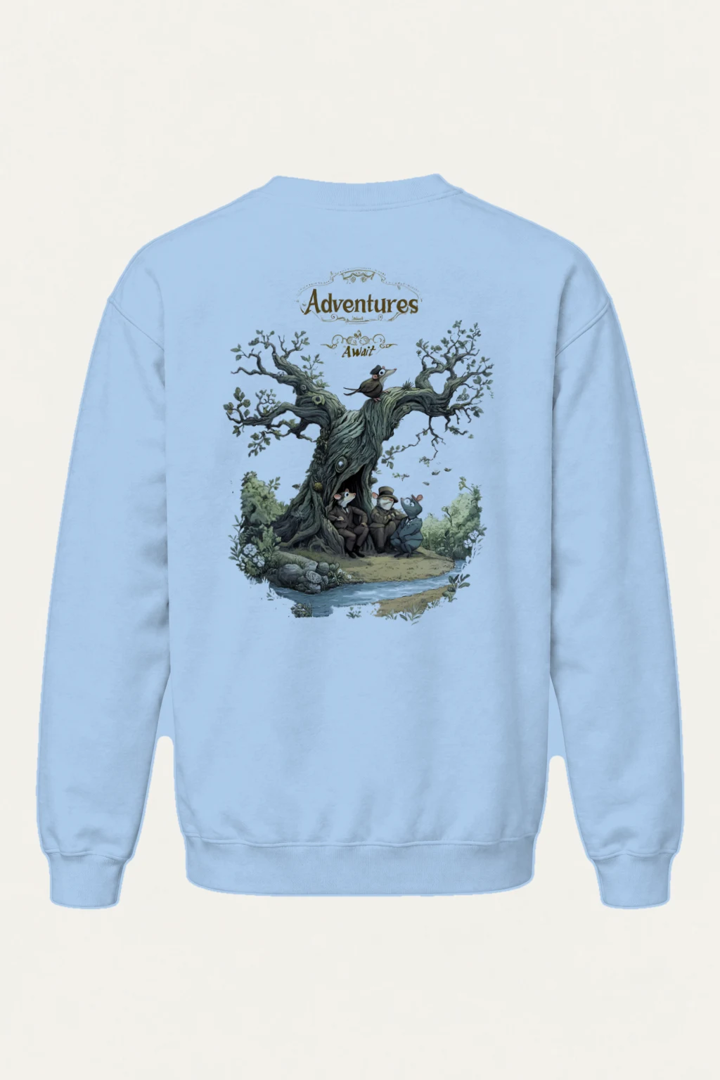 "Adventures Await" Heavy Blend Unisex Crewneck Sweatshirt | Gildan 18000