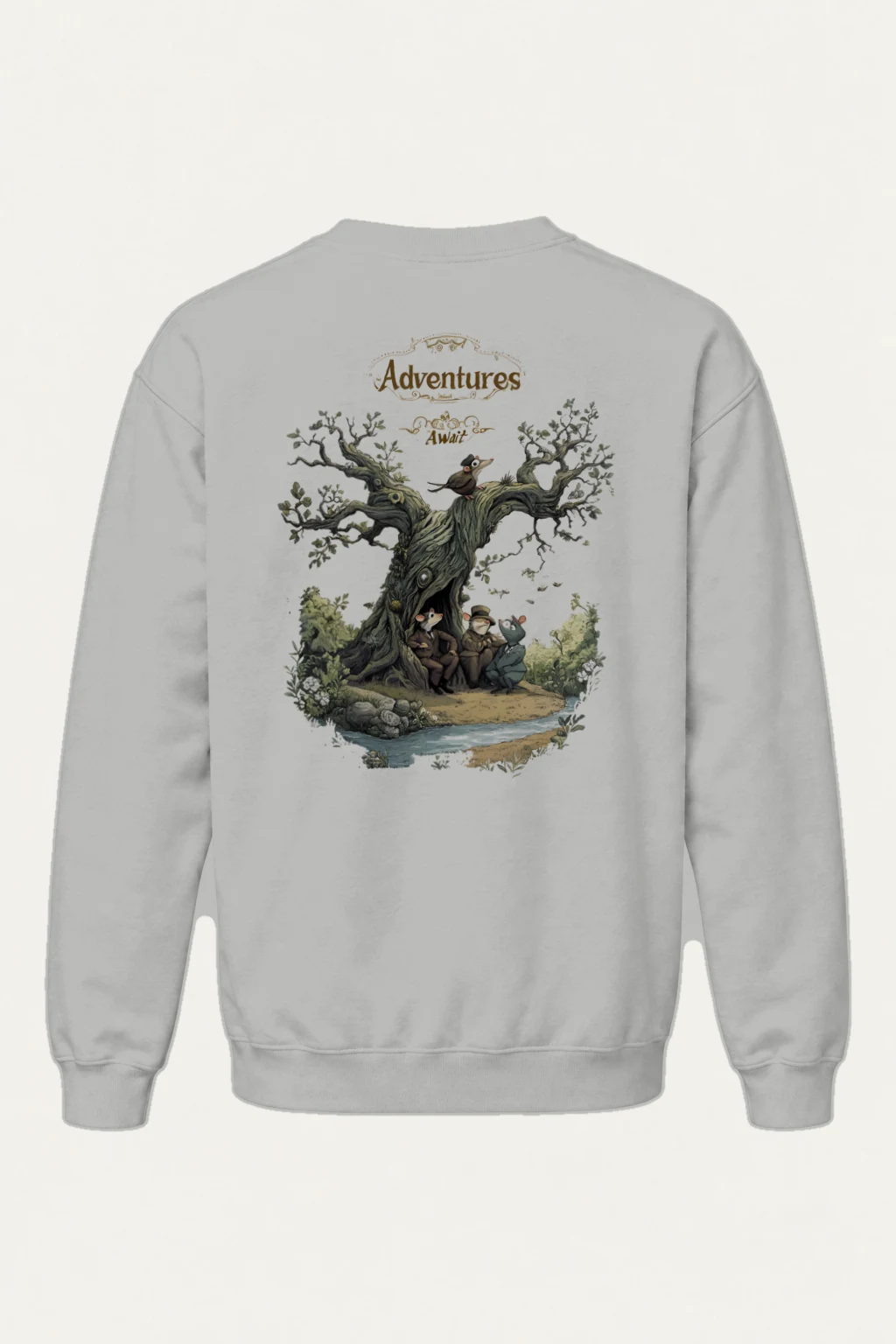 "Adventures Await" Heavy Blend Unisex Crewneck Sweatshirt | Gildan 18000