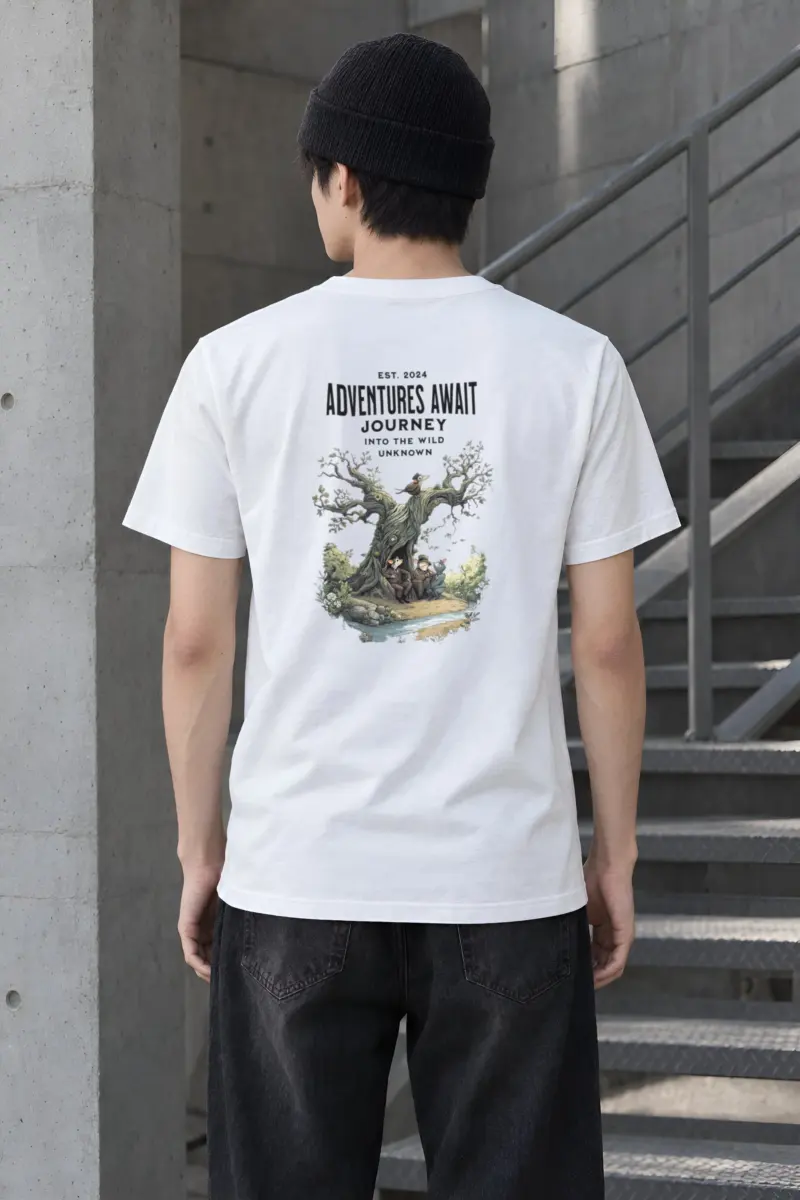 "Adventures Await" Heavyweight Unisex Crewneck T-shirt