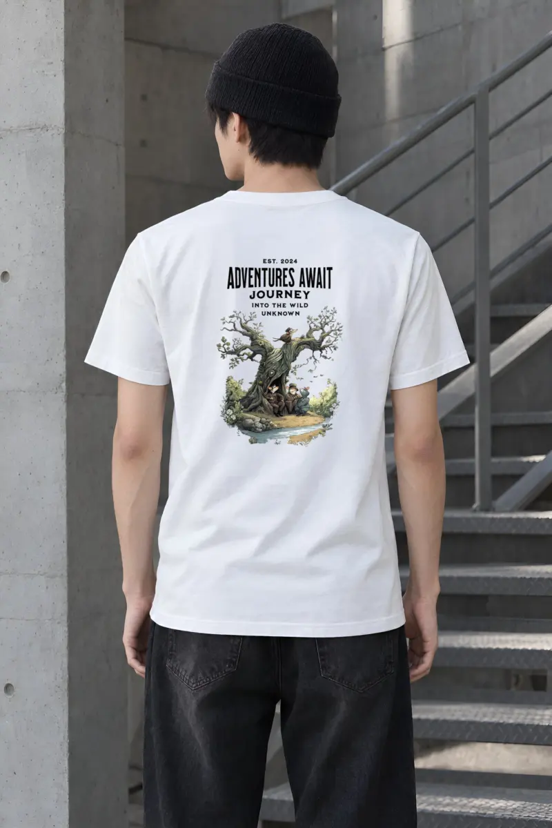 "Adventures Await" Heavyweight Unisex Crewneck T-shirt