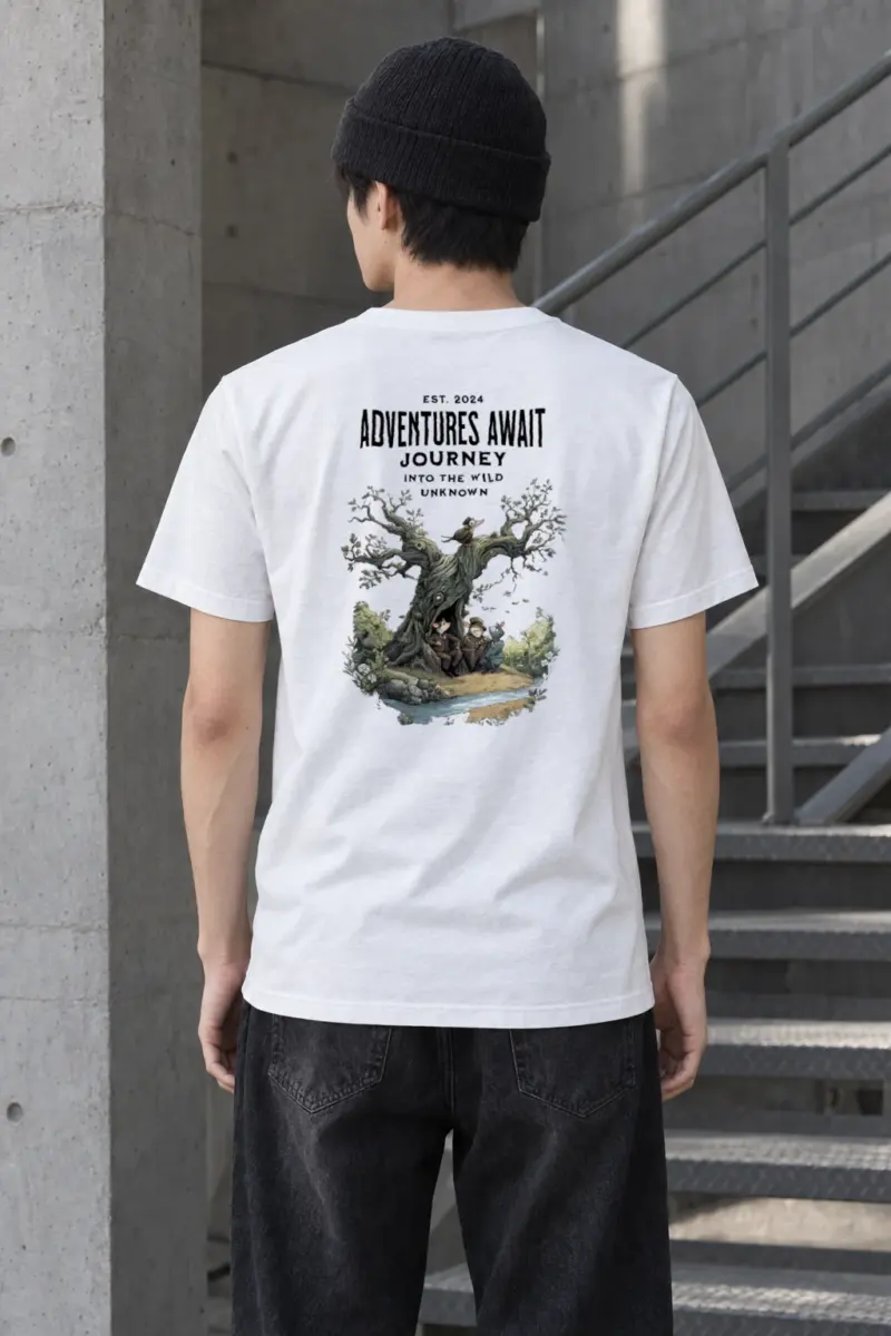 "Adventures Await" Heavyweight Unisex Crewneck T-shirt