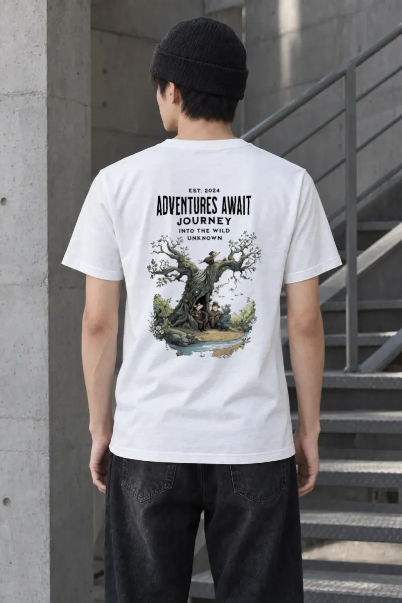 "Adventures Await" Heavyweight Unisex Crewneck T-shirt