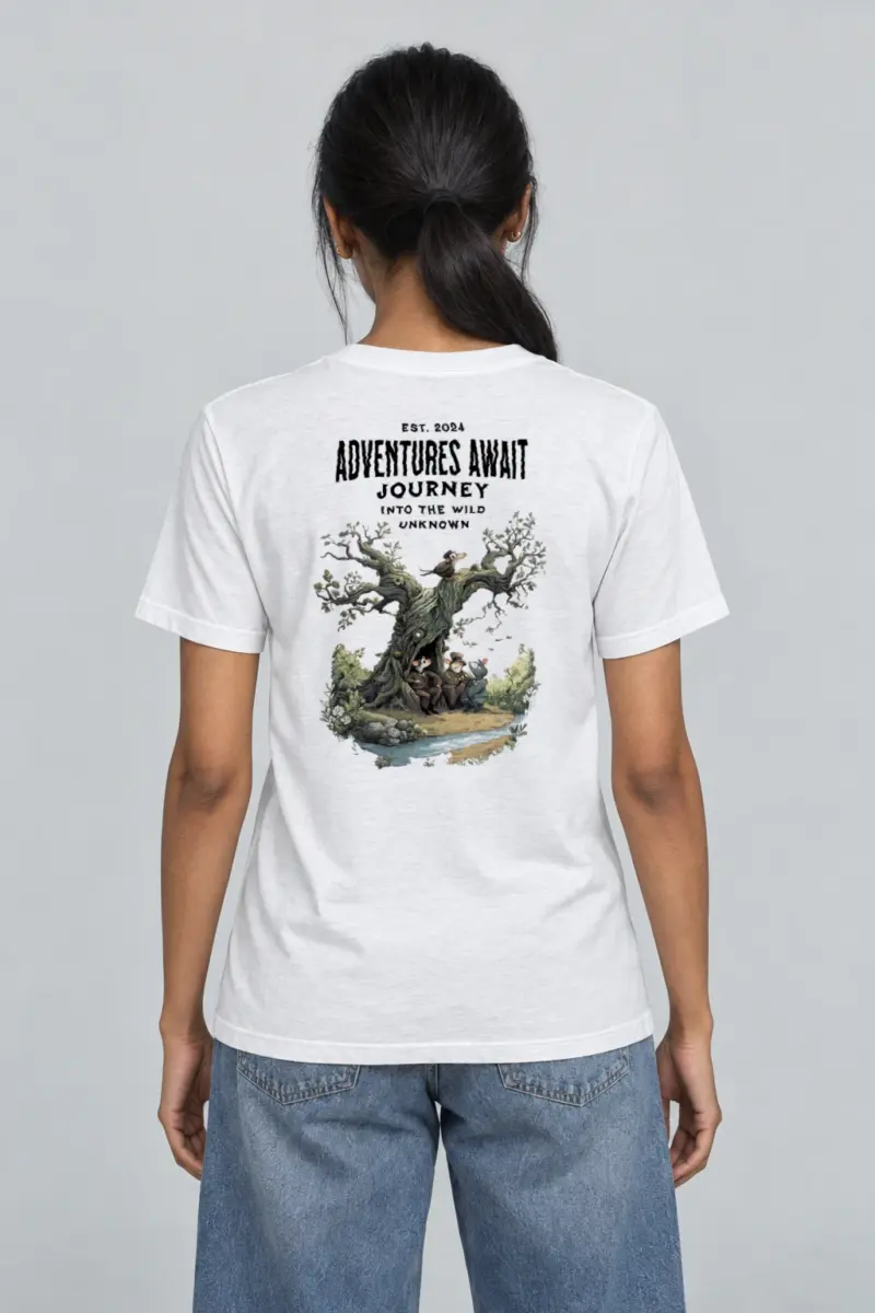 "Adventures Await" Heavyweight Unisex Crewneck T-shirt | Gildan 5000