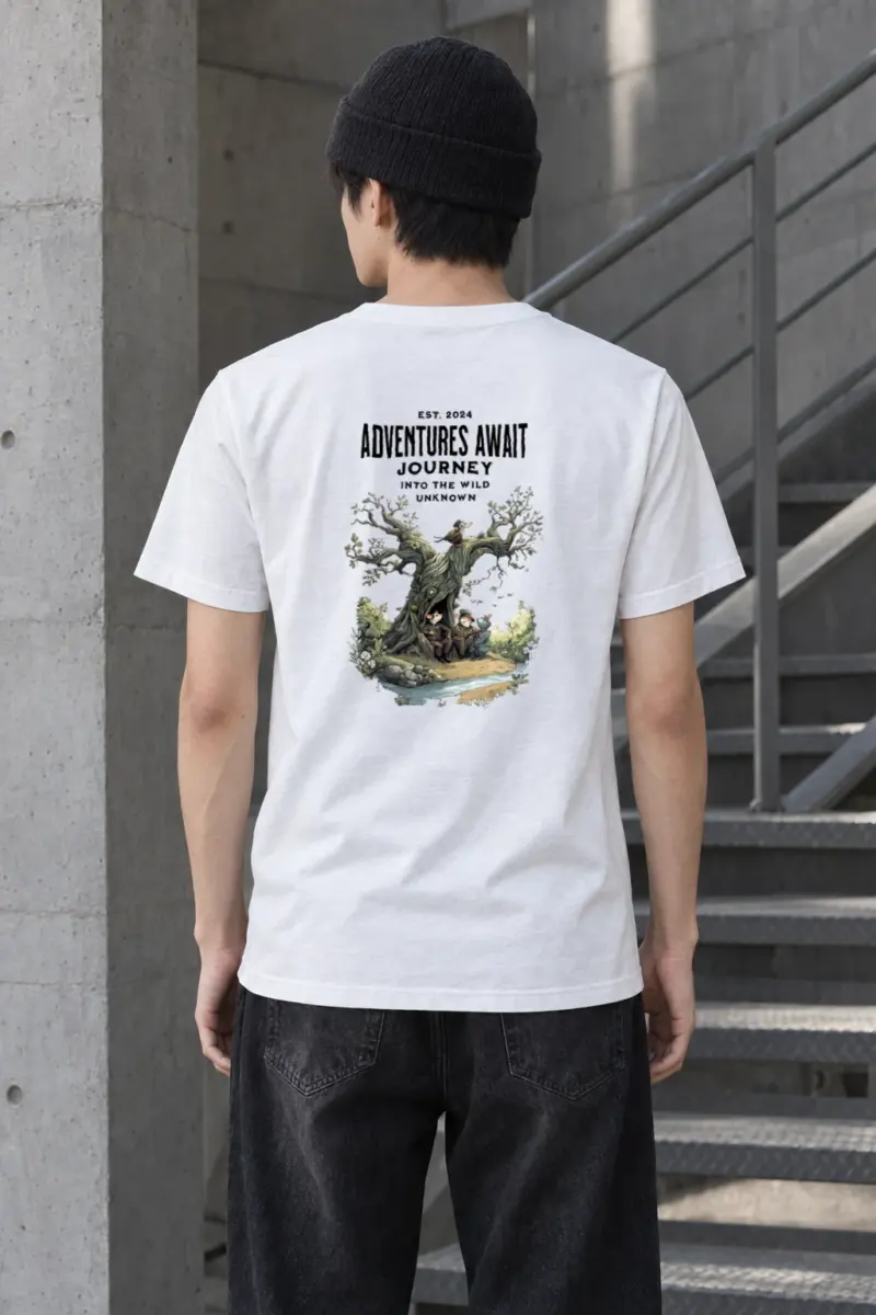 "Adventures Await" Heavyweight Unisex Crewneck T-shirt