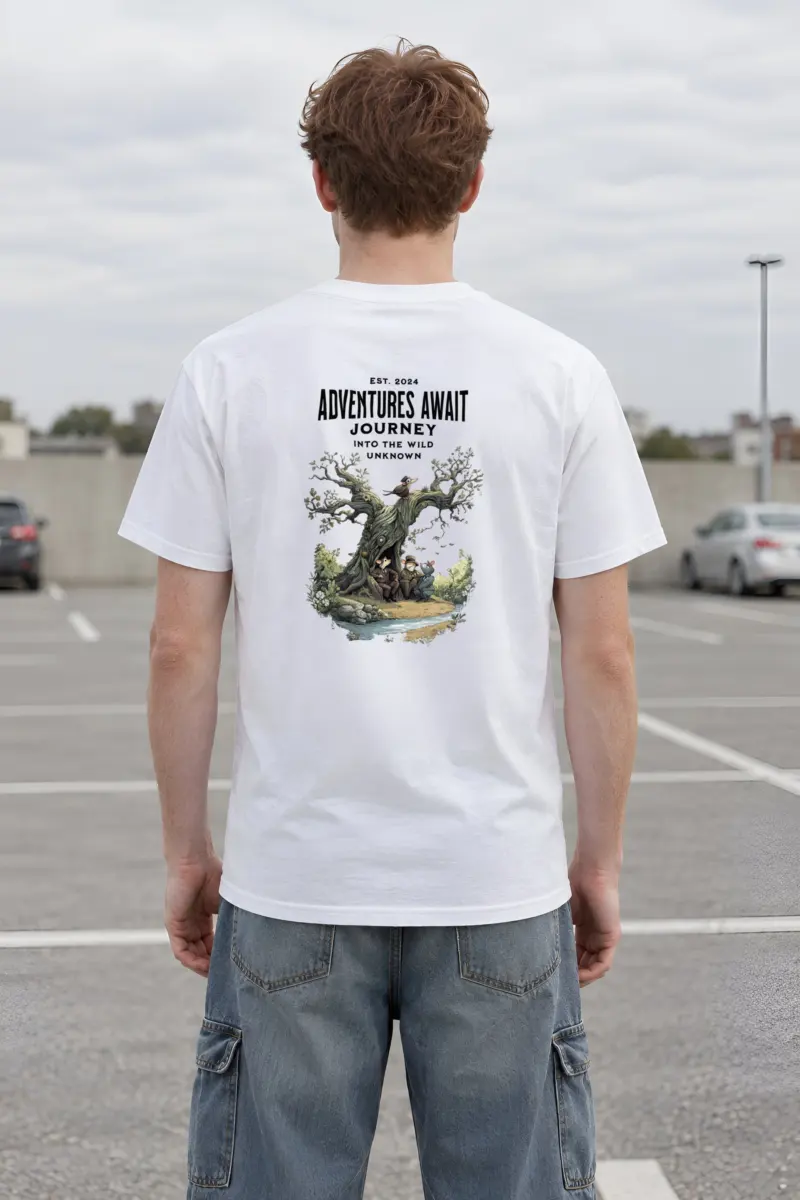 "Adventures Await" Heavyweight Unisex Crewneck T-shirt