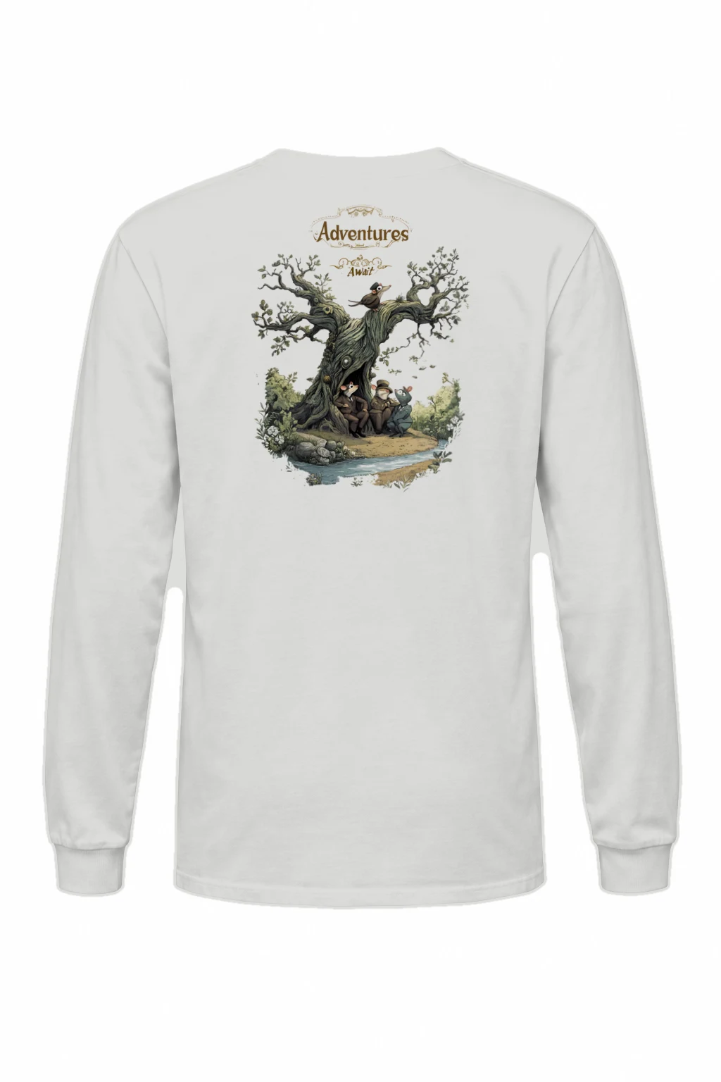 "Adventures Await" Unisex Longsleeve T-shirt | Gildan 2400