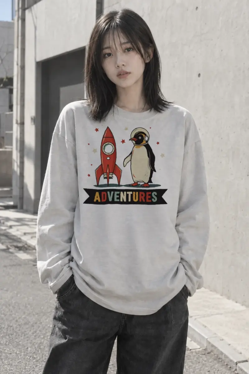 "Adventures Rocket Penguin" Unisex Longsleeve T-shirt | Gildan 2400