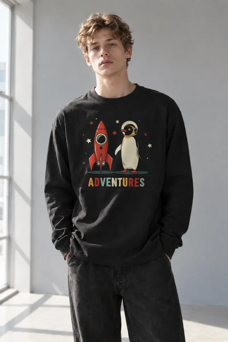 "Adventures Rocket Penguin" Unisex Longsleeve T-shirt | Gildan 2400