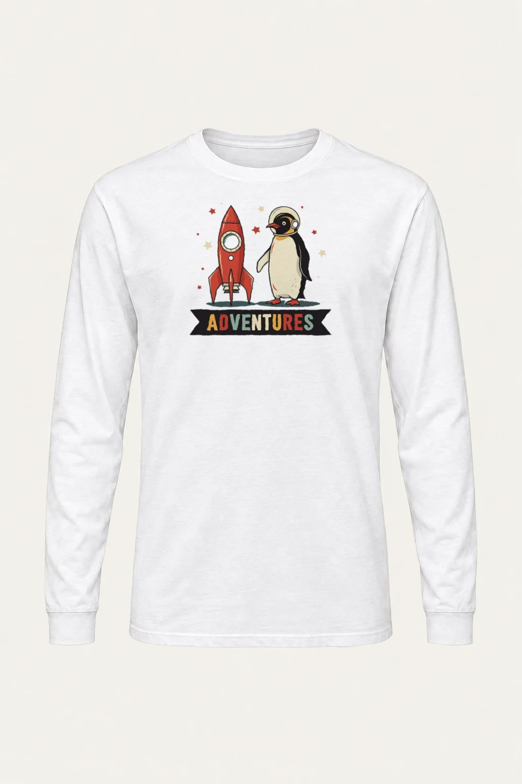 "Adventures Rocket Penguin" Unisex Longsleeve T-shirt | Gildan 2400