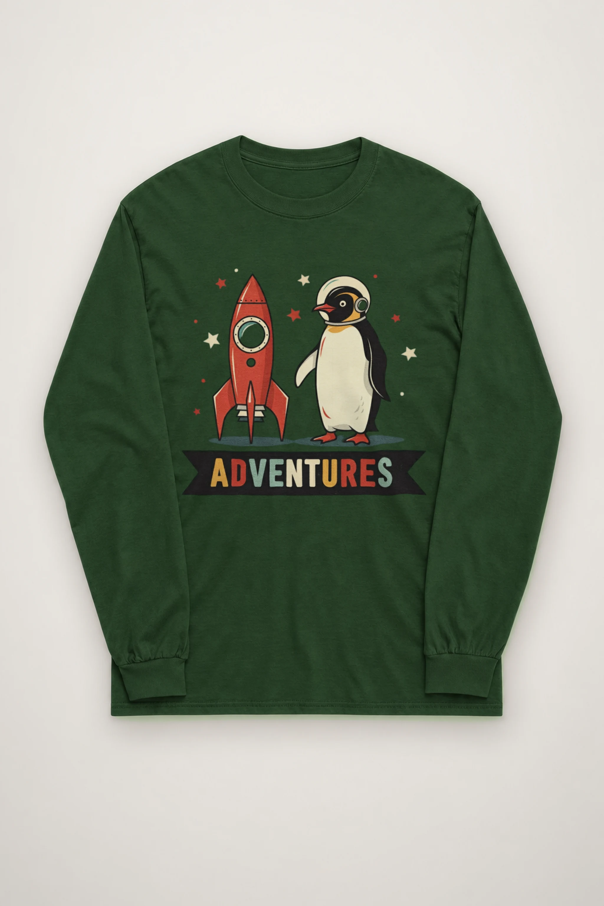"Adventures Rocket Penguin" Unisex Longsleeve T-shirt