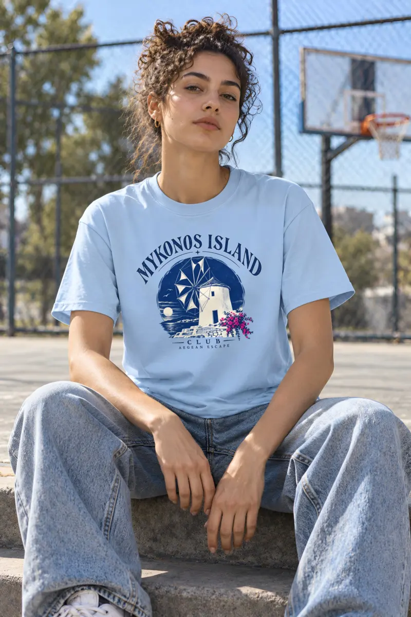 "Aegean Escape" Heavyweight Unisex Crewneck T-shirt
