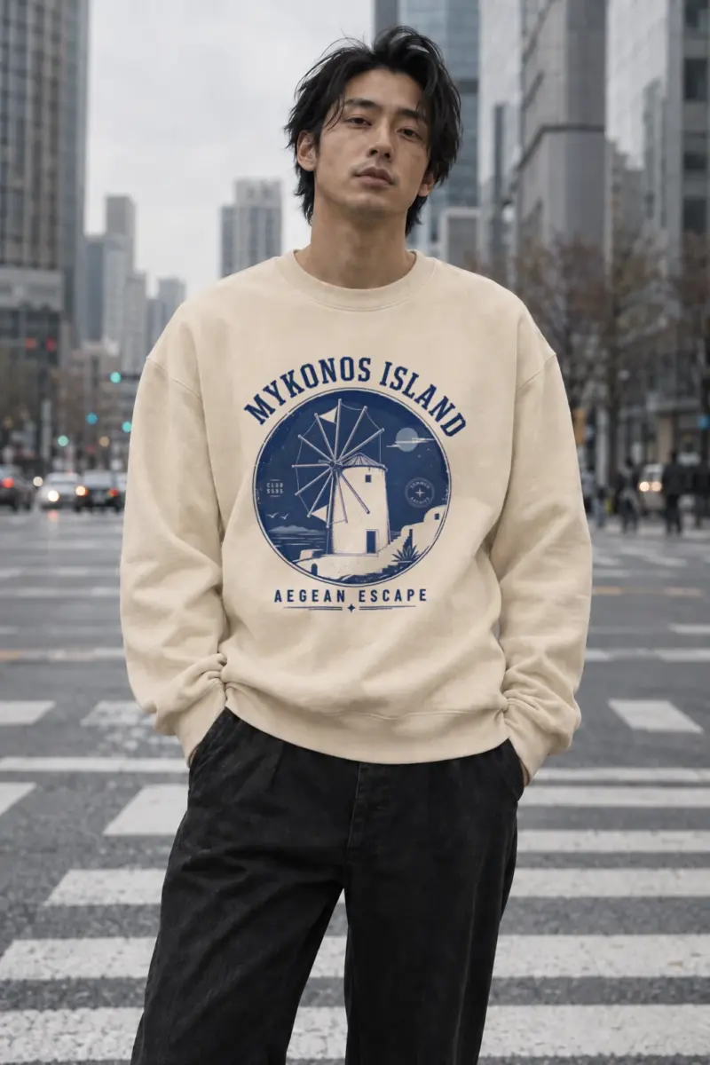 "Aegean Escape" Unisex Sponge Fleece Crewneck Sweatshirt | Bella + Canvas 3901