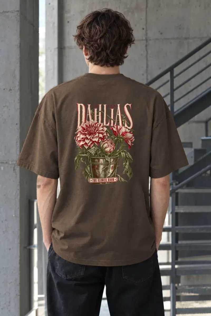 “After Closing Dahlias” Men’s Oversized Heavyweight Crewneck T-Shirt