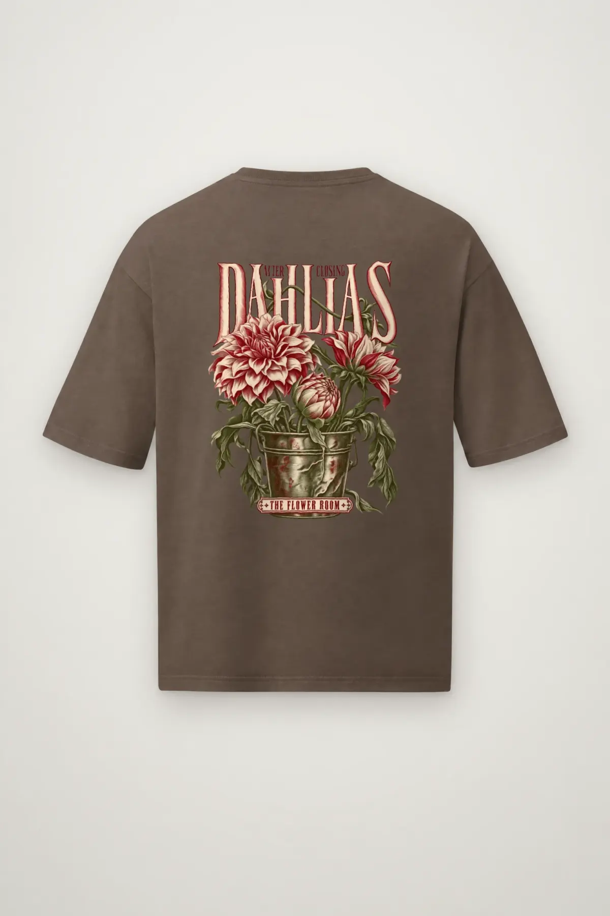 "After Closing Dahlias" Men's Oversized Heavyweight Crewneck T-Shirt