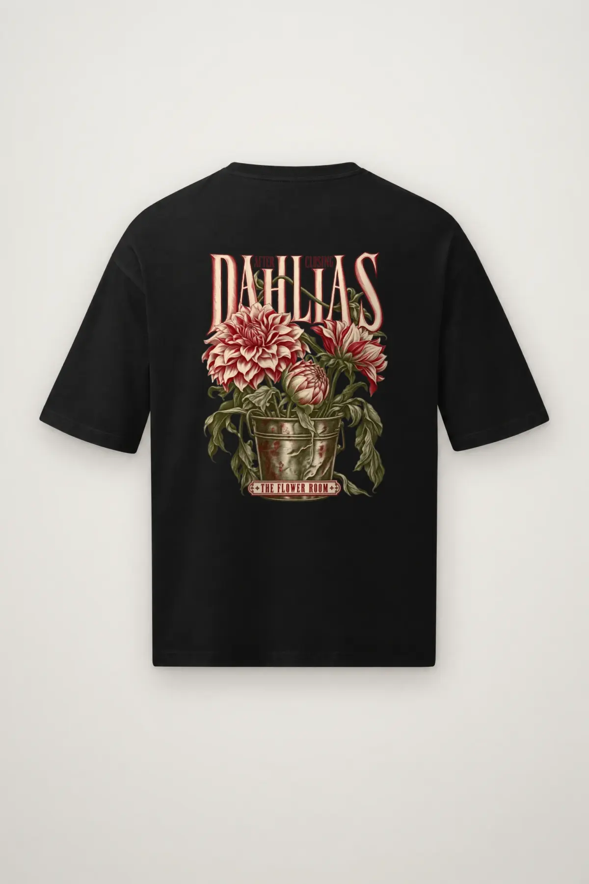 "After Closing Dahlias" Men's Oversized Heavyweight Crewneck T-Shirt