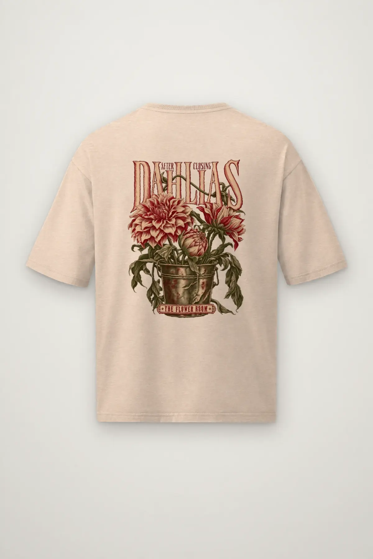 "After Closing Dahlias" Men's Oversized Heavyweight Crewneck T-Shirt