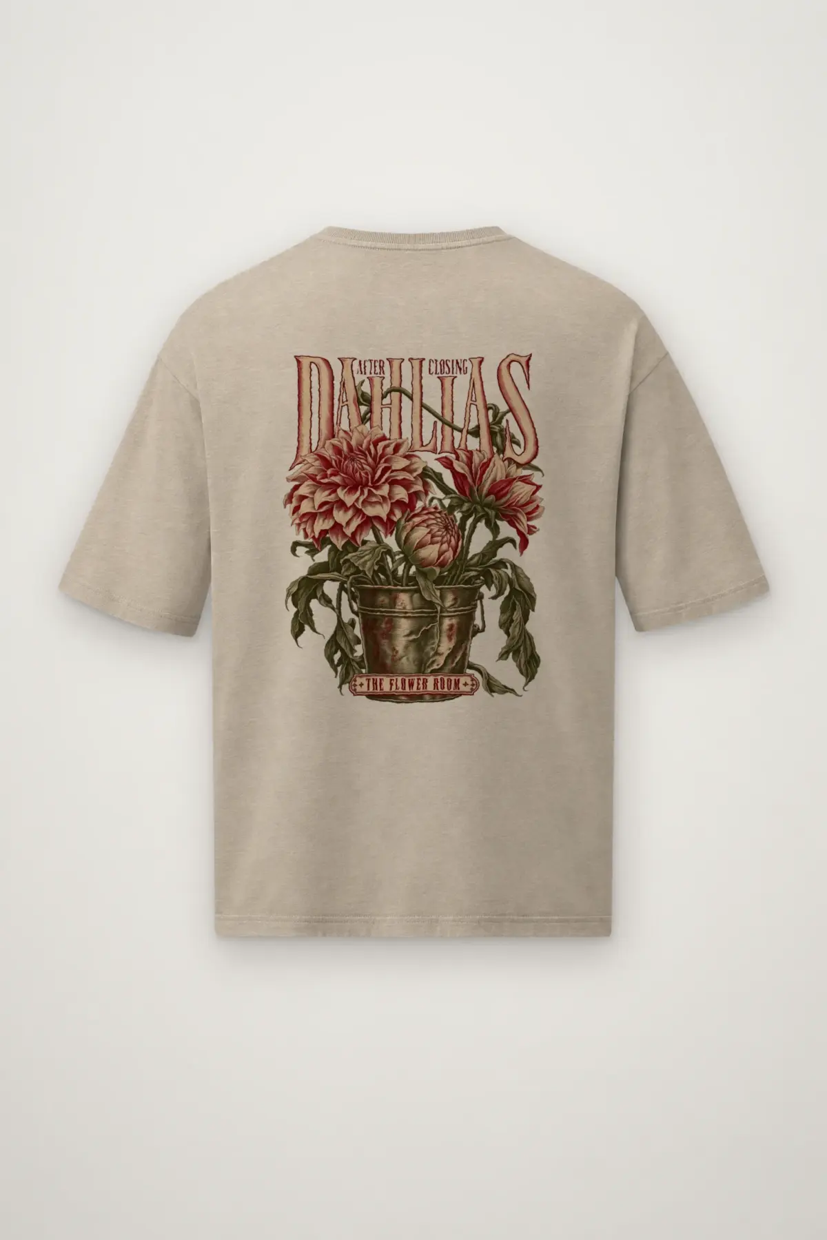 "After Closing Dahlias" Men's Oversized Heavyweight Crewneck T-Shirt