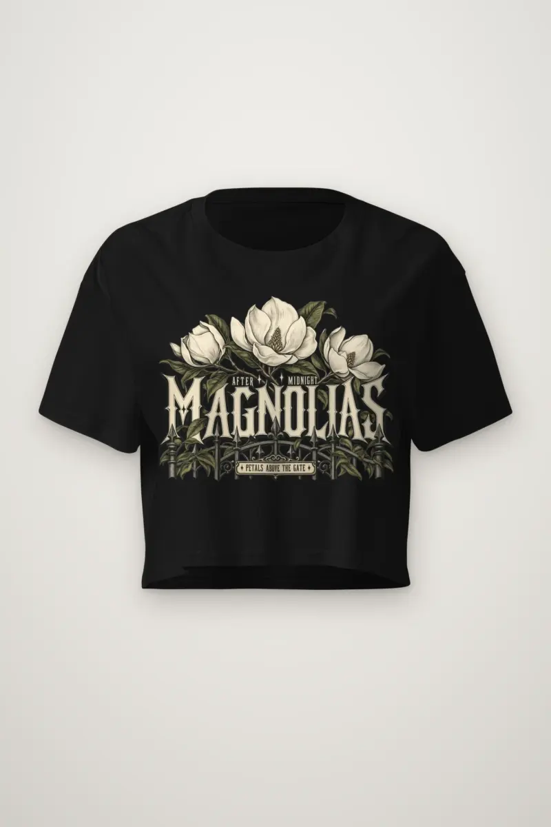 "After Midnight Magnolias" Women's Crop Tee